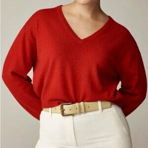 J Crew Cashmere Relaxed Cropped V Neck Sweater